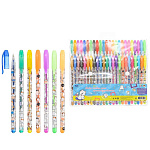 Набор гелевых ручек " Basir " Коты 48цв 1,0мм, ароматизированный, прозрачный с рисунком корпус, цвет колпачка соответствует цвету чернил, с блестками, упаковка ПВХ, европодвес