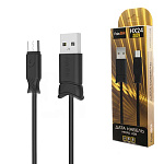 Кабель сетевой USB - micro USB " FaisON " HX24 Alien чёрный, круглый, 1м, 2,1А, силикон