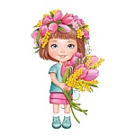 Плакат фигурный " Империя поздравлений " 933 А2 Девочка в венке с тюльпанами, без отделки