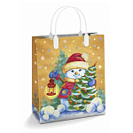 Пакет Новогодний ПЭ " Интерпак " с пластиковой ручкой МП, 23*27см 150мкм Заходи на огонек