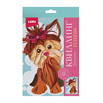 Набор для квиллинга " Lori " Панно Милый щенок, цветные полоски бумаги, палочки для накручивания полосок, шаблон для квиллинга с кругами, клей, кисть, инструкция