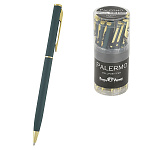 Ручка подарочная шариковая автоматическая " Bruno Visconti " Palermo синяя 0,7мм, толщина письма 0,5мм, поворотный механизм, корпус- нержавеющая сталь, цвет корпуса зеленый, металлический наконечник, металлический клип, пластиковый бокс