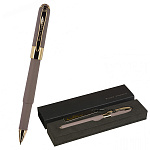 Ручка подарочная шариковая " Bruno Visconti " Monaco синяя 0,5мм, толщина письма 0,4мм, корпус пластик, металл, покрытие soft touch, цвет корпуса серый, металлический наконечник, колпачок с металлическим клипом, черный картонный футляр