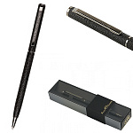 Ручка подарочная шариковая автоматическая " Bruno Visconti " Palermo синяя 0,7мм, толщина письма 0,5мм, поворотный механизм, корпус- нержавеющая сталь, покрытие прозрачный лак, цвет корпуса винтаж черный, металлический наконечник, металлический клип, черн