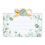 Банкетная карточка свадебная " Открытая планета " 150 Зеленые ветви на белом, 106*128мм, фольга золотая