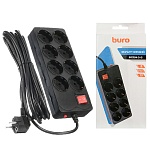 Сетевой фильтр " Buro "  5м 8 розеток, 10А, без защитных шторок, защита от короткого замыкания, защита от перегрева, черный