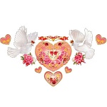 Набор наклеек " Праздник " 950 Свадьба- Сердца и голуби, для украшения интерьера, европодвес, вырубка, скотч