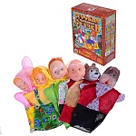 Кукольный театр " Русский стиль " Русские народные сказки Маша и медведь, набор кукол-перчаток: дед, бабка, Машенька, подружка, собака, медведь, сценарий сказки, от 3лет, картонная упаковка 22*30*10см