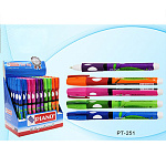 Ручка шариковая " Piano " для правшей в дисплее синяя 0,7мм, толщина письма 0,35мм, трехгранная, резиновый держатель, чернила на масляной основе, цветной непрозрачный корпус (5цв)