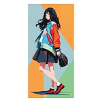 Конверт для денег " Праздник " 410 Без названия- Аниме-девочка, 168*84мм, глянцевый УФ-лак, текст