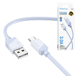 Кабель сетевой USB - Type-C " Borofone " BX107 Excellent синий, круглый, 1м, 3,0А, силикон