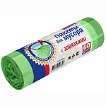 Мешки для мусора " Avikomp " 60л 10шт зеленые с завязками, биоразлагаемые, толщина 14мкм, в рулоне, ПНД