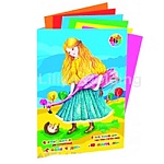 Картон цветной А4 мелованный двухсторонний 6л 6цв " Лилия Холдинг " Страна чудес. Фламинго, в папке, линейка