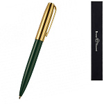Ручка подарочная шариковая автоматическая " Bruno Visconti " Napoli синяя 1,0мм, толщина письма 0,7мм, поворотный механизм, металлический корпус, покрытие glossy pro, цвет корпуса зеленый/золотой, металлический клип, картонная упаковка