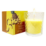 Свеча ароматизированная в стакане " РСМ " Ананас и Имбирь, 77*83мм, время горения 30часов, глянцевая картонная коробка