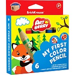 Карандаши цветные деревянные утолщенные My First Pencil 06цв " Artberry " круглые, с точилкой, картонная упаковка, европодвес
