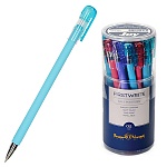 Ручка шариковая " Bruno Visconti " FirstWrite. Joy синяя 0,5мм металлизированный наконечник, колпачок с клипом, цвет корпуса - ассорти, пластиковая туба