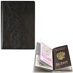 Обложка для документов и паспорта " ДПС " черная 95*132мм кожзам