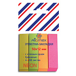 Закладки самоклеящиеся " Attomex " 12*50мм, 4цв*80л бумага, неон, европодвес, пластиковый пакет