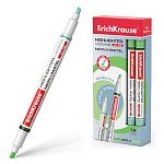 Текстовыделитель двусторонний, скошенный наконечник, 0,6-3,3мм, неон/пастель, зеленый, Visioline V-16 " Erich Krause " картонная упаковка