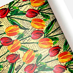 Упаковочная бумага " Интерпак " 68,5см*100см 1 лист Цветочные новости, в рулоне, 90г/м2