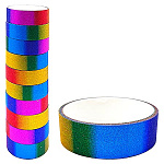 Декоративная клейкая лента " KWELT " h=1,5см, d=4,5см, 3м, ассорти, с блестками, 10шт в упаковке