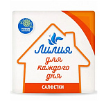 Салфетки бумажные 1-слойные " Лилия " 85шт, 100% целлюлоза, 24*24см