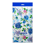 Скатерть одноразовая " Интерпак " 120*180см, 35мкм, ПВД, Гортензия, пакет, европодвес