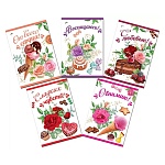 Набор бирок для букетов и подарков " Праздник " 060 Цветы и пирожные, 53*77мм, 5 видов 10шт, глянцевый УФ-лак