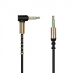 Кабель Aux Jack 3,5mm - Jack 3,5mm " Smartbuy " черный, боковой, 1м, силикон