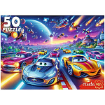 Пазлы " Рыжий кот "  50элементов Крутой вираж в космосе 22,5*16,5см, картонная упаковка 18*12,5*3,5см