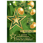 Бирка для букетов и подарков " Мир открыток " 2-79 23 Февраля- С Днем защитника Отечества! Верь в свои силы! Звезды, шары, 85*61мм, без отделки