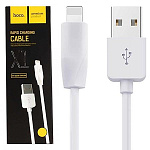 Кабель сетевой USB - Lightning " Hoco " X1 Rapid белый, круглый, 2м, 2,1А, силикон