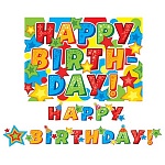 Гирлянда " Мир открыток " 8-15 Happy birthday! Звезды, длина 2,2м, текст