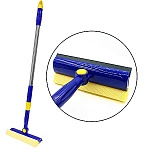 Водосгон с губкой " KWELT " 20*8см, поворачивается на 180*, фиксируется в 7ми положениях, телескопическая металлическая ручка от 70см до 115см