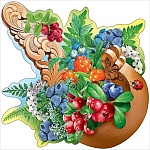 Украшение на скотче " Праздник " 190 Ягоды в ковшике, 196*196мм, вспененный скотч, глянцевый ВД-лак