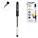 Ручка гелевая " Mazari " Bruma, черная, 0,5мм, пулевидный пишущий узел, пластиковый корпус, резиновый держатель, сменный стержень 130 мм, картонная упаковка