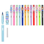 Карандаши цветные вечные пластиковые Лабубу 12цв " Mazari " круглые, с ластиком, пакет с европодвесом