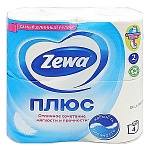 Бумага туалетная 2-слойная " Zewa " Плюс 4 рулона со втулкой, 23м, белая, 100% целллоза, 125*95мм, с перфорацией, h=95мм, d=45мм, с принтом