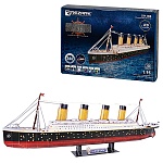 Модель из дерева " Rezark " Корабли. Титаник, с Led-подсветкой, состав набора: 266 деталей, размер модели: 87,9*9,6*29,4см