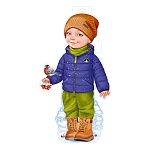 Плакат фигурный " Империя поздравлений " 933 А3 Новогодний- Мальчик со снегирем