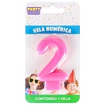 Свеча для торта цифра " Миленд " 2, ярко-розовая, 14*8*1см, картонный блистер, европодвес