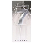 Свеча для торта цифра " Миленд " Серебряный стиль 7, серебряная, 18,5*7,5*1см, картонный блистер, европодвес