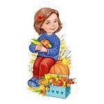Плакат фигурный " Империя поздравлений " 933 А3 Девочка с урожаем, без отделки
