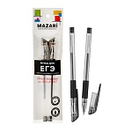 Набор гелевых ручек " Mazari " Для ЕГЭ, 2шт, черные, 0,5мм, пластиковый корпус, сменный стержень 128мм, пластиковая упаковка