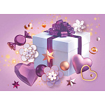 Конверт для подарочного сертификата " Праздник " 170 Сердечки и подарки, 100*74мм, глянцевый УФ-лак