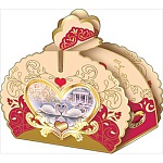 Бонбоньерка " Праздник " 450 Лебеди в пруду, 60*60*45мм фольга золотая текстурная