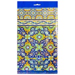 Скатерть одноразовая " Интерпак " 120*180см, 35мкм, ПВД, Самаркандские узоры, пакет, европодвес