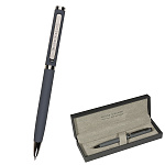 Ручка подарочная шариковая автоматическая " Bruno Visconti " Firenze синяя 0,7мм, поворотный механизм, металлический корпус, цвет корпуса серый, толщина письма- 0,5мм, подарочная упаковка