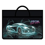 Папка " Пчелка " БОЛЬШОЙ ФОРМАТ А3-26 (470*335*50мм) с ручками молния сверху Neon car, материал ручек- ткань тесьма 18мм